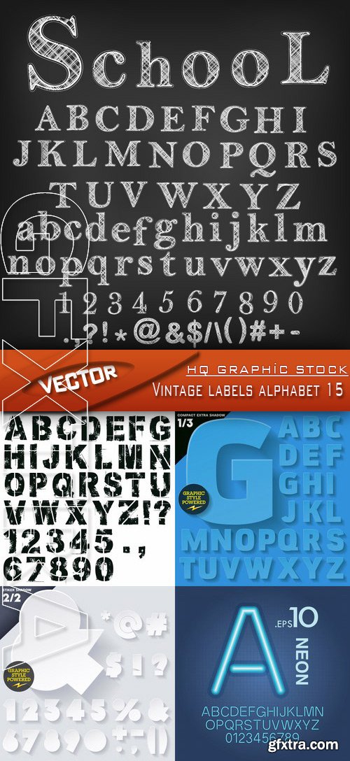 Stock Vector - Vintage labels alphabet 15