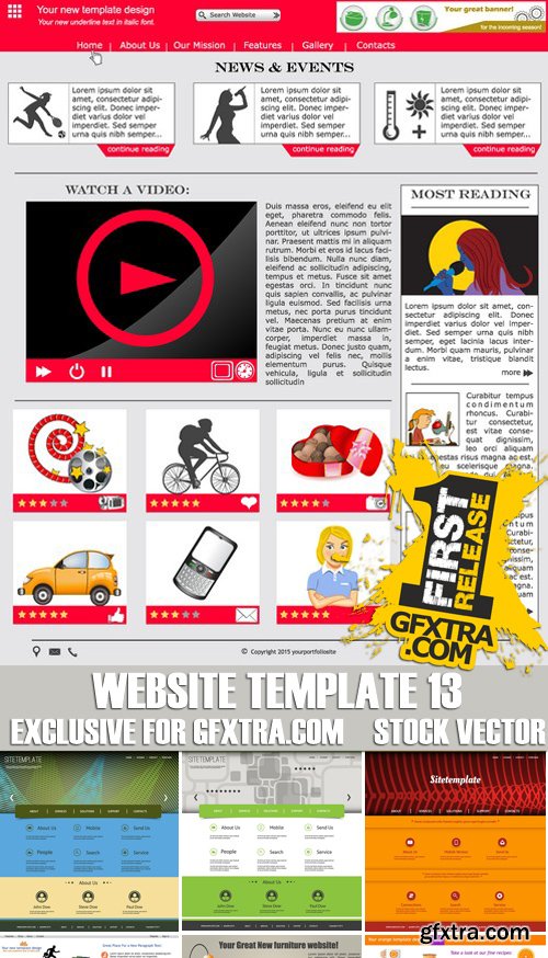 Stock Vectors - Website template 13, 25xEPS