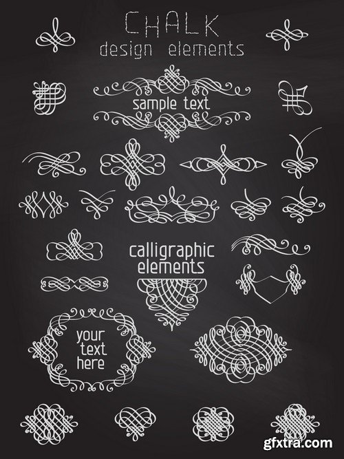 Stock Vectors - Calligraphic Design Elements 6, 25xEPS