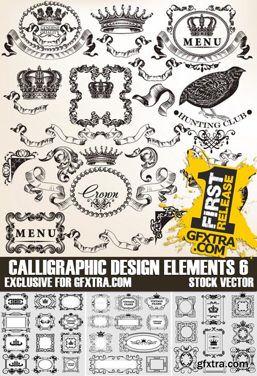 Stock Vectors - Calligraphic Design Elements 6, 25xEPS