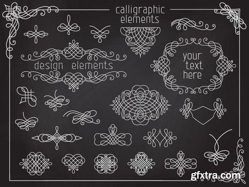 Stock Vectors - Calligraphic Design Elements 6, 25xEPS