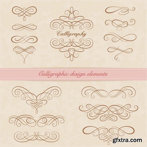 Stock Vectors - Calligraphic Design Elements 6, 25xEPS