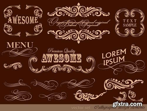 Stock Vectors - Calligraphic Design Elements 6, 25xEPS