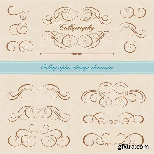 Stock Vectors - Calligraphic Design Elements 6, 25xEPS