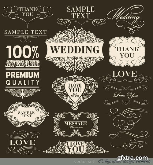 Stock Vectors - Calligraphic Design Elements 6, 25xEPS