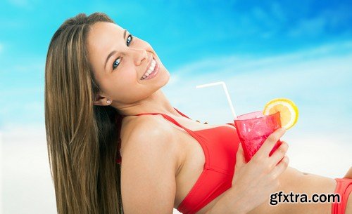 Stock Photos - Girls with cocktail, 25xJPG