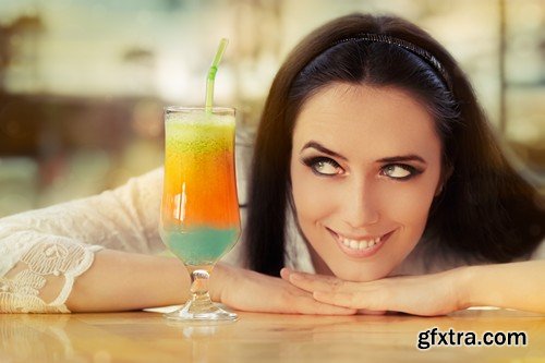 Stock Photos - Girls with cocktail, 25xJPG