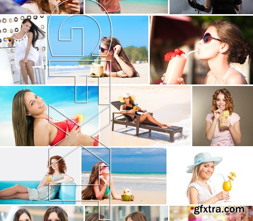 Stock Photos - Girls with cocktail, 25xJPG