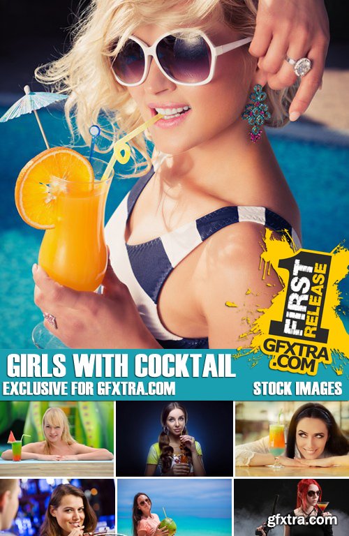 Stock Photos - Girls with cocktail, 25xJPG