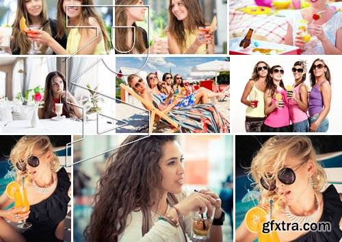 Stock Photos - Girls with cocktail, 25xJPG