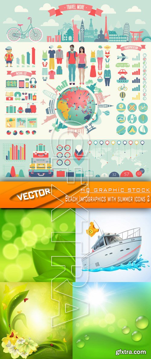 Stock Vector - Beach Infographics with summer icons 2