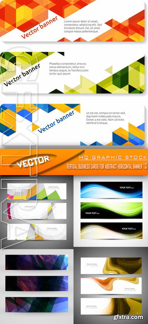 Stock Vector - Vertical business cards for abstract horizontal banner 12