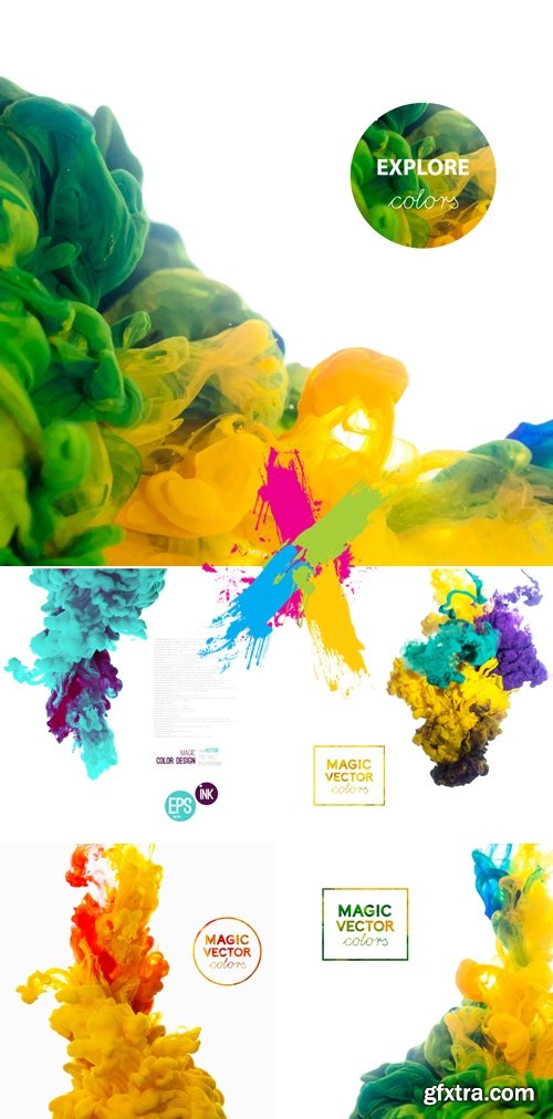 Colorful Ink in Water Backgrounds Vector