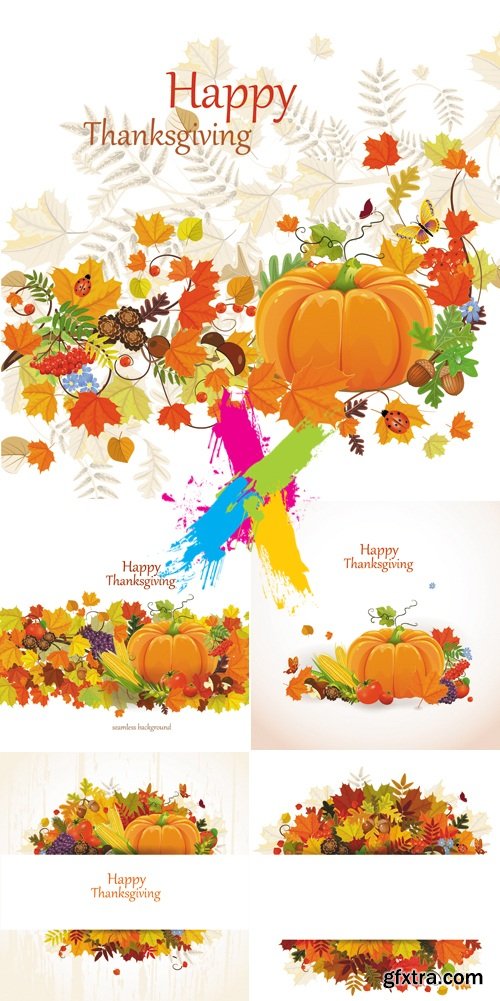 Thanksgiving Day Autumn Backgrounds Vector