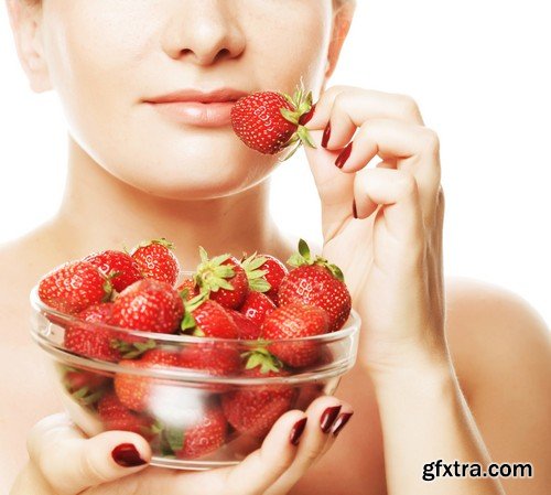 Stock Photos - Girl with strawberry, 25xJPG