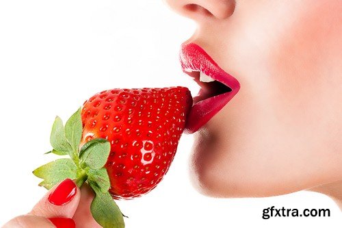 Stock Photos - Girl with strawberry, 25xJPG