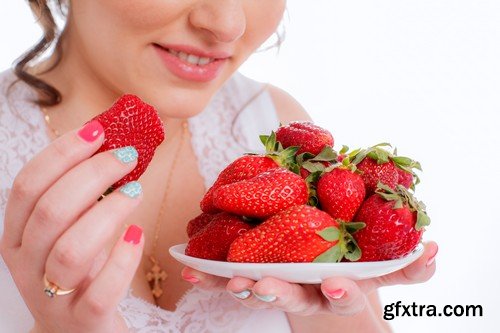 Stock Photos - Girl with strawberry, 25xJPG