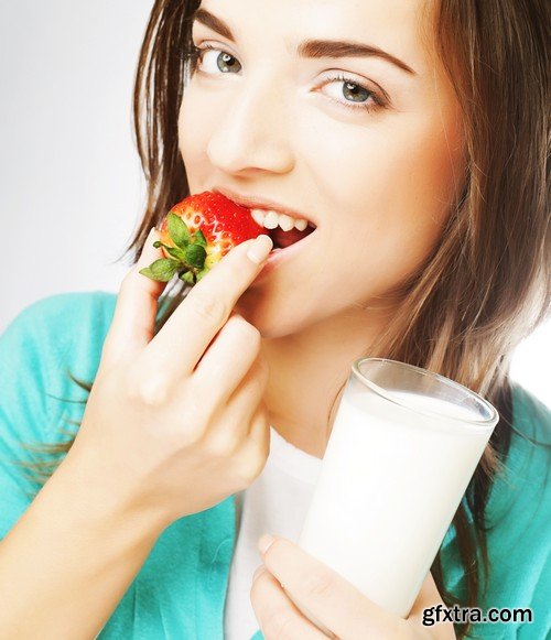 Stock Photos - Girl with strawberry, 25xJPG