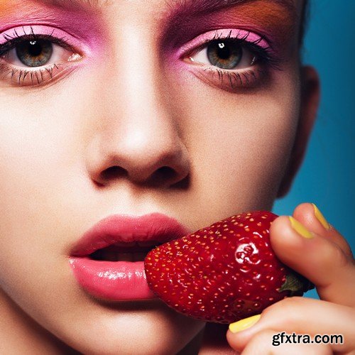 Stock Photos - Girl with strawberry, 25xJPG