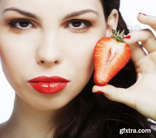 Stock Photos - Girl with strawberry, 25xJPG