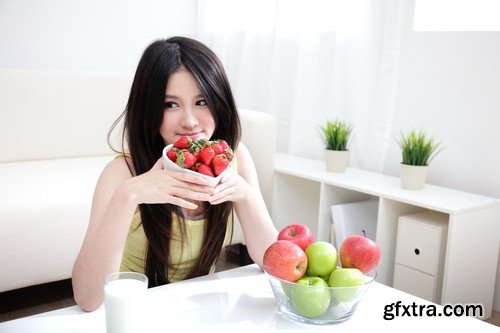 Stock Photos - Girl with strawberry, 25xJPG