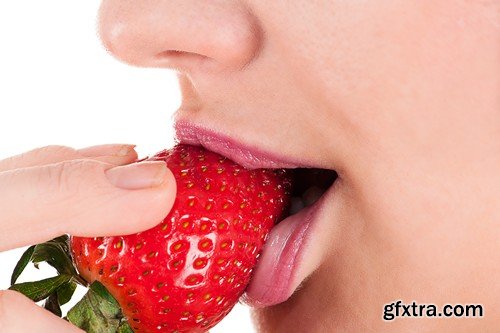 Stock Photos - Girl with strawberry, 25xJPG