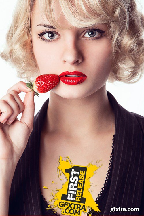 Stock Photos - Girl with strawberry, 25xJPG