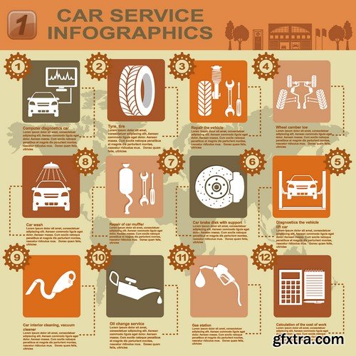 Stock Vectors - Car and Transport Infographic, 25xEPS