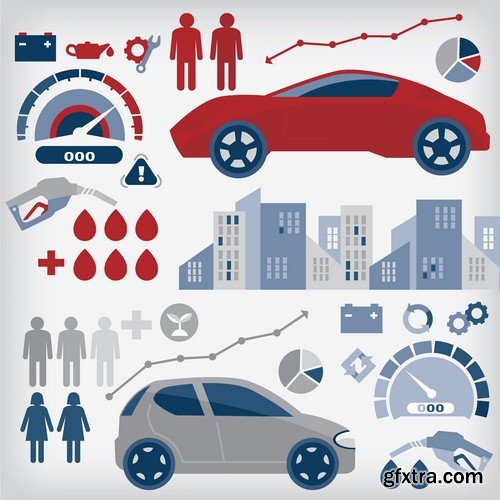 Stock Vectors - Car and Transport Infographic, 25xEPS