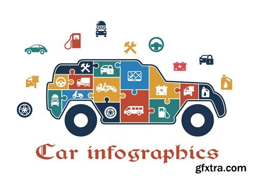 Stock Vectors - Car and Transport Infographic, 25xEPS