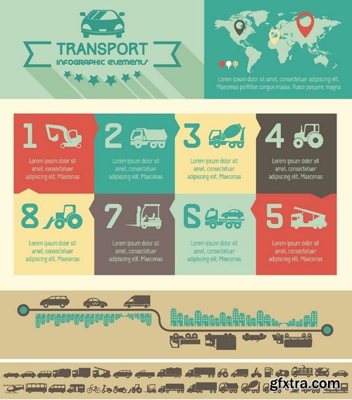 Stock Vectors - Car and Transport Infographic, 25xEPS