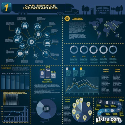 Stock Vectors - Car and Transport Infographic, 25xEPS