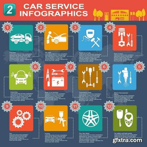 Stock Vectors - Car and Transport Infographic, 25xEPS