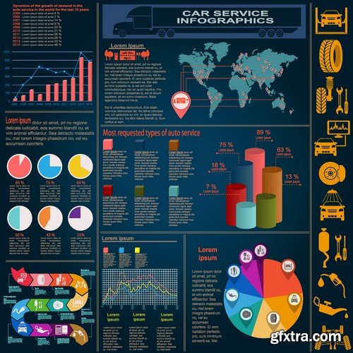 Stock Vectors - Car and Transport Infographic, 25xEPS