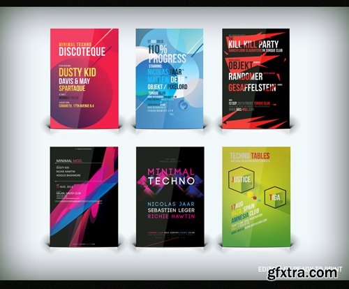 6 Minimalistic Techno Flyers Pack