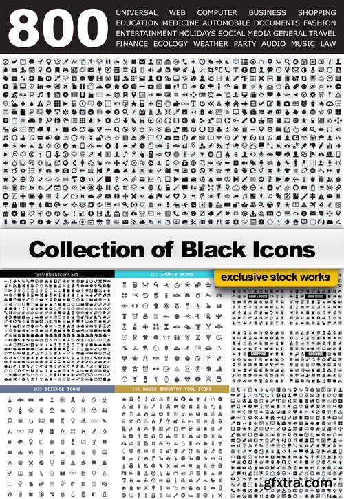 Collection of Black Icons - 25 EPS