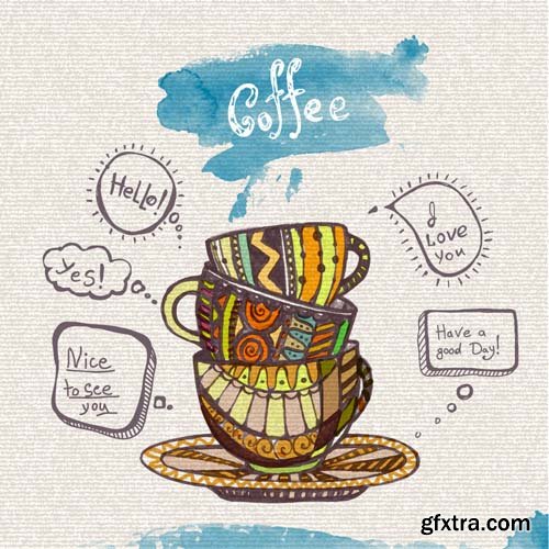 Coffee illustrations, 25xEPS