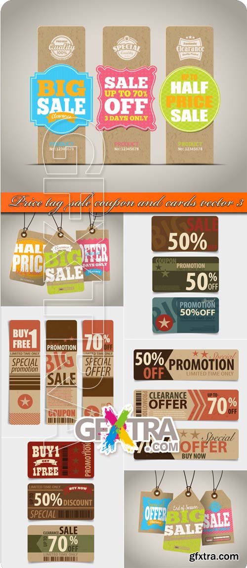 Price tag sale coupon and cards vector 3