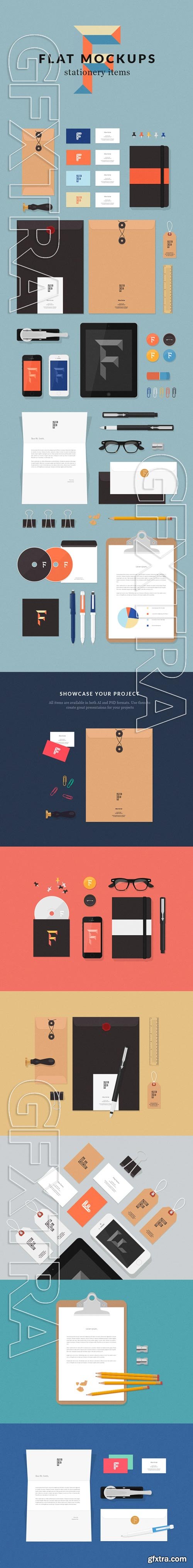 Stationery Items Flat MockUps