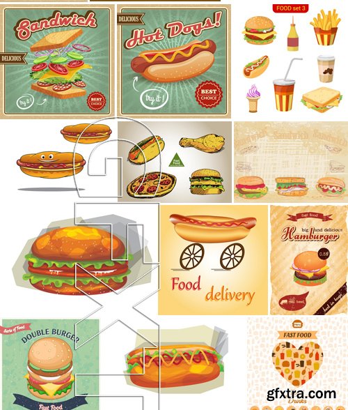 Stock Vectors - Fast Food 4, 25xEPS