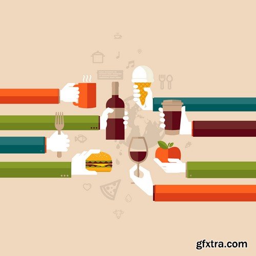 Stock Vectors - Fast Food 4, 25xEPS