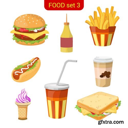 Stock Vectors - Fast Food 4, 25xEPS