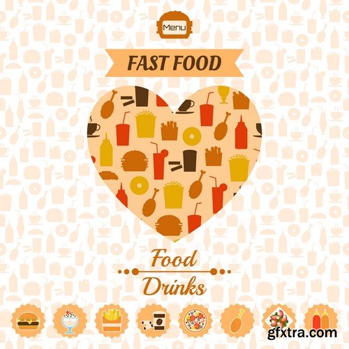 Stock Vectors - Fast Food 4, 25xEPS