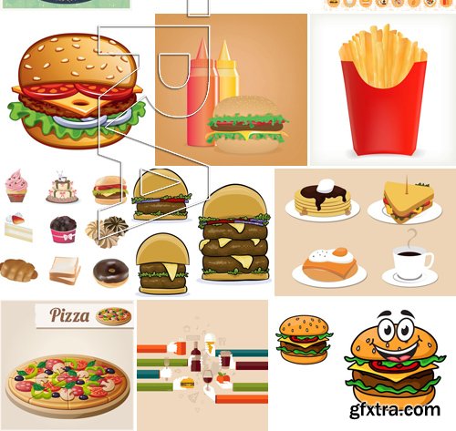 Stock Vectors - Fast Food 4, 25xEPS