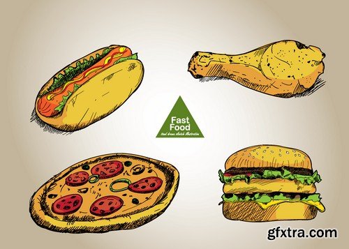 Stock Vectors - Fast Food 4, 25xEPS