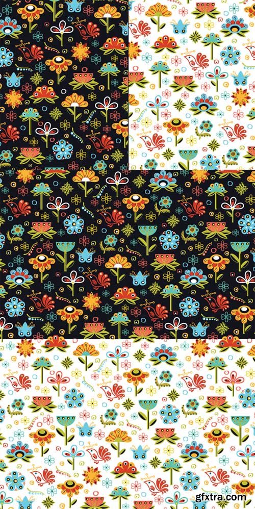 Vector Flowers Seamless Pattern