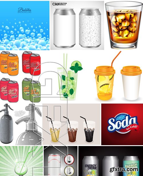 Stock Vectors - Soda, fizzy water, lemonade, 25xEPS