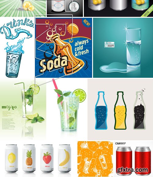 Stock Vectors - Soda, fizzy water, lemonade, 25xEPS