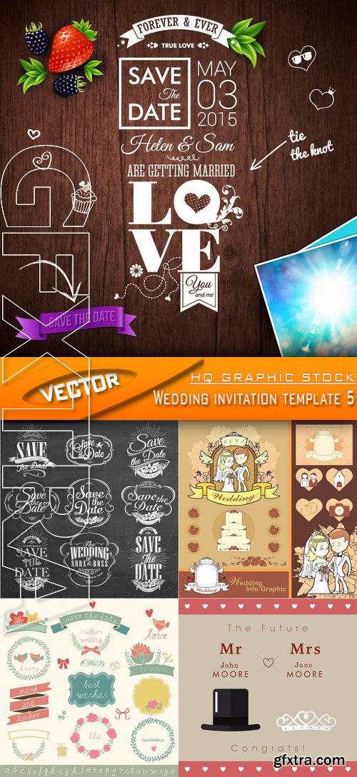 Stock Vector - Wedding invitation template 5