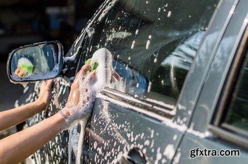 Stock Photos - Sexy girls washing cars, 25xJPG